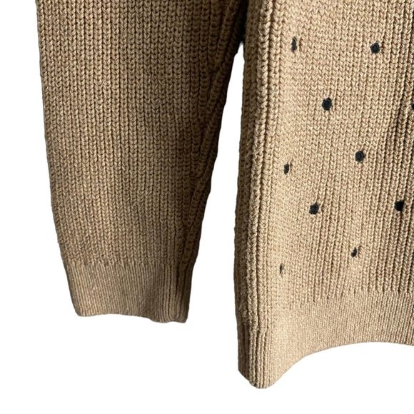 Elle Women's Tan Crewneck Polka Dot Knit Sweater - Picture 4 of 8